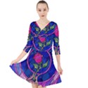 Enchanted Rose Stained Glass Quarter Sleeve Front Wrap Dress View1