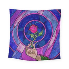 Enchanted Rose Stained Glass Square Tapestry (small) by Sudhe