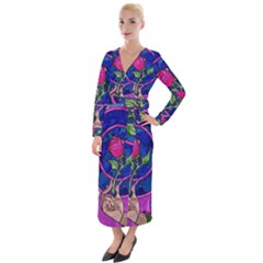 Enchanted Rose Stained Glass Velvet Maxi Wrap Dress