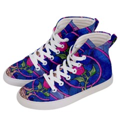 Enchanted Rose Stained Glass Men s Hi-top Skate Sneakers by Sudhe