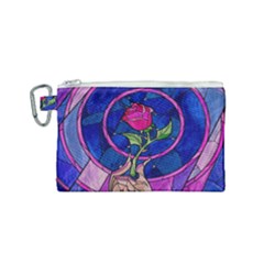 Enchanted Rose Stained Glass Canvas Cosmetic Bag (small) by Sudhe