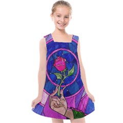 Enchanted Rose Stained Glass Kids  Cross Back Dress by Sudhe