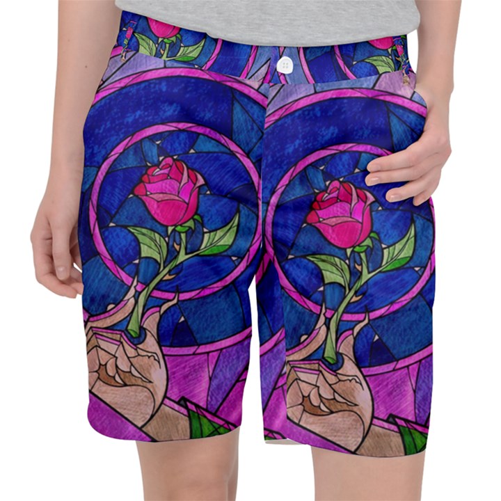 Enchanted Rose Stained Glass Pocket Shorts