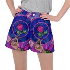 Enchanted Rose Stained Glass Stretch Ripstop Shorts by Sudhe