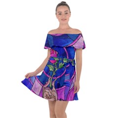 Enchanted Rose Stained Glass Off Shoulder Velour Dress