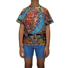 Grateful Dead Rock Band Kids  Short Sleeve Swimwear by Sudhe