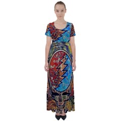 Grateful Dead Rock Band High Waist Short Sleeve Maxi Dress by Sudhe