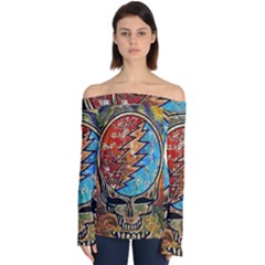 Grateful Dead Rock Band Off Shoulder Long Sleeve Top by Sudhe