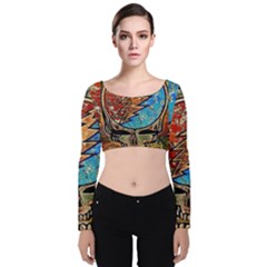 Grateful Dead Rock Band Velvet Long Sleeve Crop Top by Sudhe