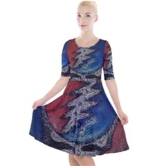 Grateful Dead Logo Quarter Sleeve A-line Dress by Sudhe