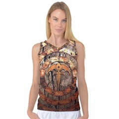 Queensryche Heavy Metal Hard Rock Bands Logo On Wood Women s Basketball Tank Top by Sudhe