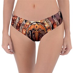 Queensryche Heavy Metal Hard Rock Bands Logo On Wood Reversible Classic Bikini Bottoms by Sudhe