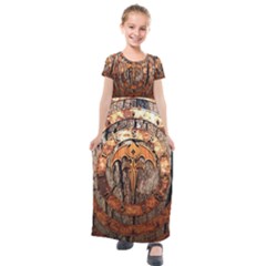 Queensryche Heavy Metal Hard Rock Bands Logo On Wood Kids  Short Sleeve Maxi Dress