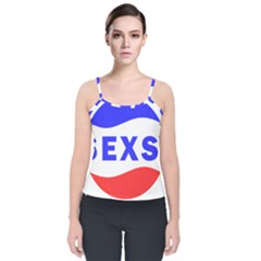 Sexsi Sexy Logo Velvet Spaghetti Strap Top by Sudhe