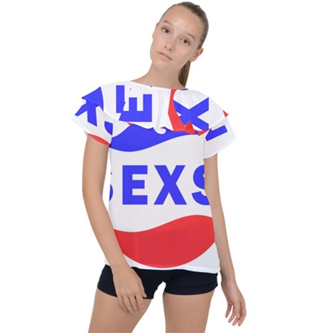 Sexsi Sexy Logo Ruffle Collar Chiffon Blouse by Sudhe