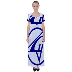 Sukhoi Aircraft Logo High Waist Short Sleeve Maxi Dress by Sudhe