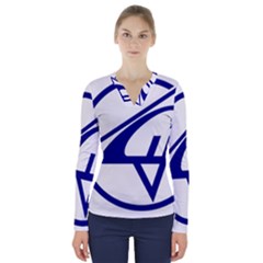 Sukhoi Aircraft Logo V-neck Long Sleeve Top by Sudhe