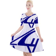 Sukhoi Aircraft Logo Quarter Sleeve A-line Dress by Sudhe