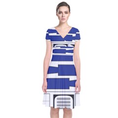 R2 Series Astromech Droid Short Sleeve Front Wrap Dress by Sudhe