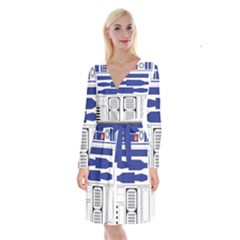 R2 Series Astromech Droid Long Sleeve Velvet Front Wrap Dress by Sudhe