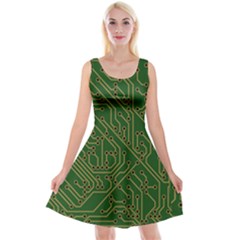 Circuit Board Electronics Draft Reversible Velvet Sleeveless Dress