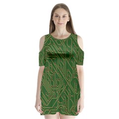 Circuit Board Electronics Draft Shoulder Cutout Velvet One Piece by Pakrebo