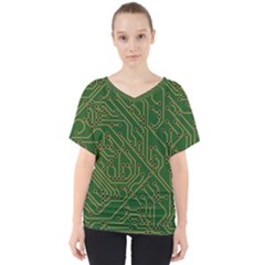 Circuit Board Electronics Draft V-neck Dolman Drape Top by Pakrebo