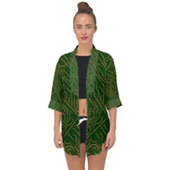 Circuit Board Electronics Draft Open Front Chiffon Kimono by Pakrebo