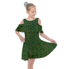 Circuit Board Electronics Draft Kids  Shoulder Cutout Chiffon Dress by Pakrebo