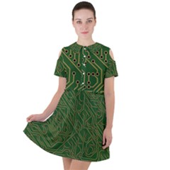 Circuit Board Electronics Draft Short Sleeve Shoulder Cut Out Dress  by Pakrebo