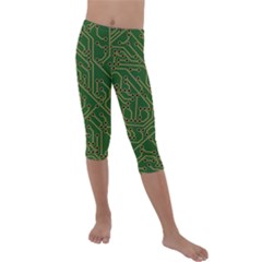 Circuit Board Electronics Draft Kids  Lightweight Velour Capri Leggings 