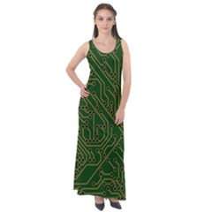 Circuit Board Electronics Draft Sleeveless Velour Maxi Dress