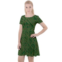 Circuit Board Electronics Draft Cap Sleeve Velour Dress  by Pakrebo