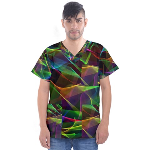 Colors Fiesta Festive Celebration Men s V-neck Scrub Top by Pakrebo