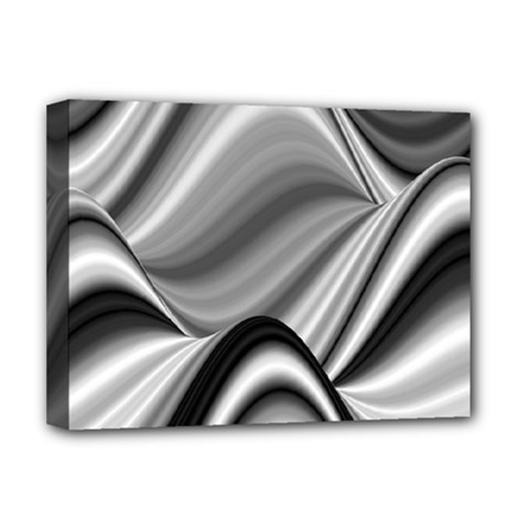 Waves Black And White Modern Deluxe Canvas 16  X 12  (stretched)  by Pakrebo