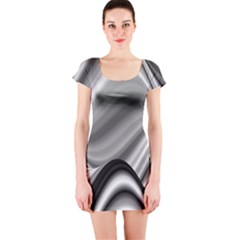 Waves Black And White Modern Short Sleeve Bodycon Dress by Pakrebo