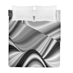 Waves Black And White Modern Duvet Cover Double Side (full/ Double Size) by Pakrebo