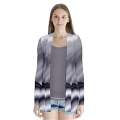 Waves Black And White Modern Drape Collar Cardigan by Pakrebo