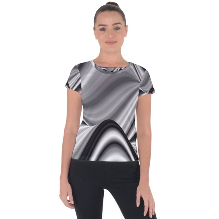 Waves Black And White Modern Short Sleeve Sports Top 