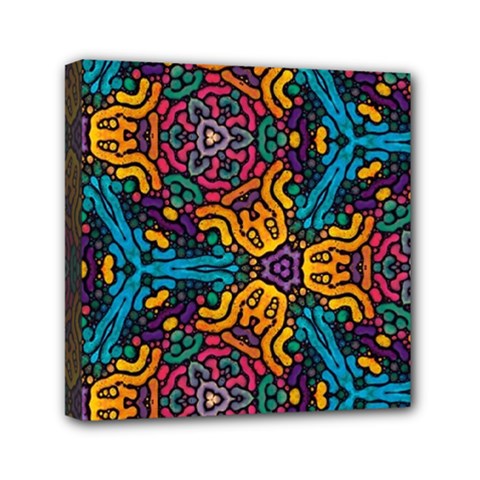 Grubby Colors Kaleidoscope Pattern Mini Canvas 6  X 6  (stretched) by Pakrebo