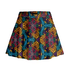 Grubby Colors Kaleidoscope Pattern Mini Flare Skirt by Pakrebo