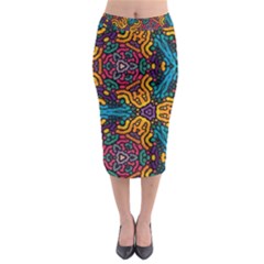 Grubby Colors Kaleidoscope Pattern Midi Pencil Skirt by Pakrebo