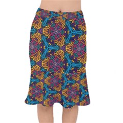 Grubby Colors Kaleidoscope Pattern Mermaid Skirt by Pakrebo