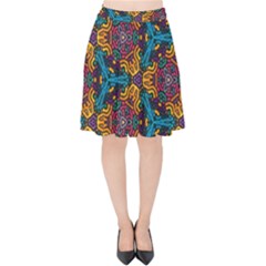 Grubby Colors Kaleidoscope Pattern Velvet High Waist Skirt by Pakrebo