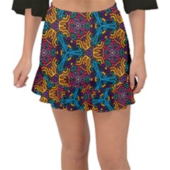 Grubby Colors Kaleidoscope Pattern Fishtail Mini Chiffon Skirt by Pakrebo