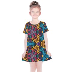 Grubby Colors Kaleidoscope Pattern Kids  Simple Cotton Dress by Pakrebo