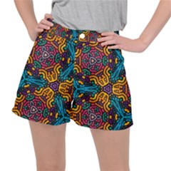 Grubby Colors Kaleidoscope Pattern Stretch Ripstop Shorts by Pakrebo