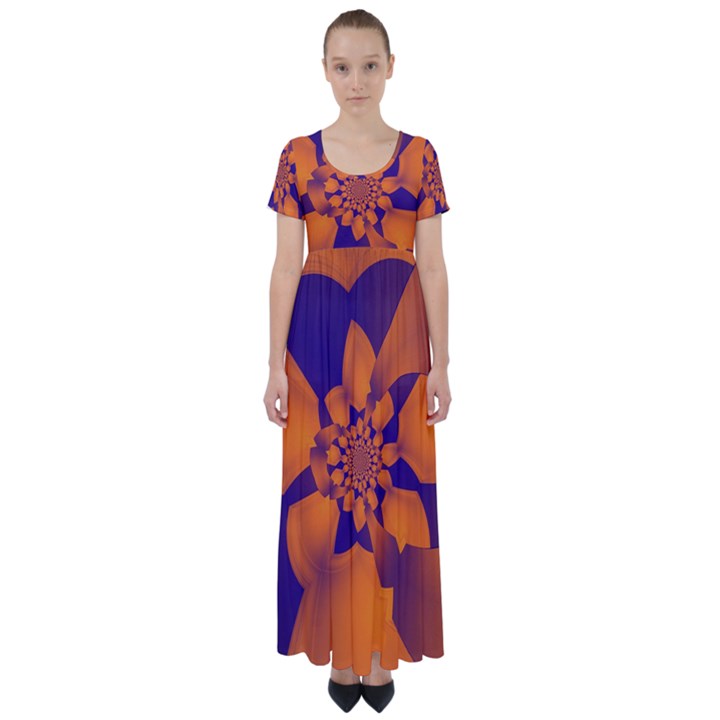 Digital Art Art Artwork Abstract High Waist Short Sleeve Maxi Dress