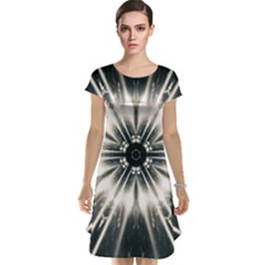 Abstract Fractal Pattern Lines Cap Sleeve Nightdress by Pakrebo