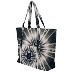 Abstract Fractal Pattern Lines Zip Up Canvas Bag